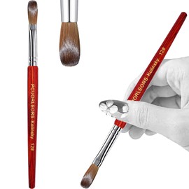 PCAORLEORS Acrylic Nail Brush with 100% Pure Kolinsky Marten Hair and Red Wooden Hand Round Professional Gel Brush for Acrylic Application, Size 8,10, 12, 14, 16 (Size 12)