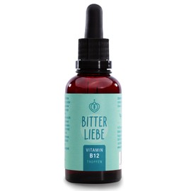 BitterLiebe - Vitamin B12 Tropfen hochdosiert - 500µg B12 pro Tagesdosis - doppelt aktiv mit Methylcobalamin und Adenosylcobalamin - unterstützt die Blutbildung * und das Nervensystem *