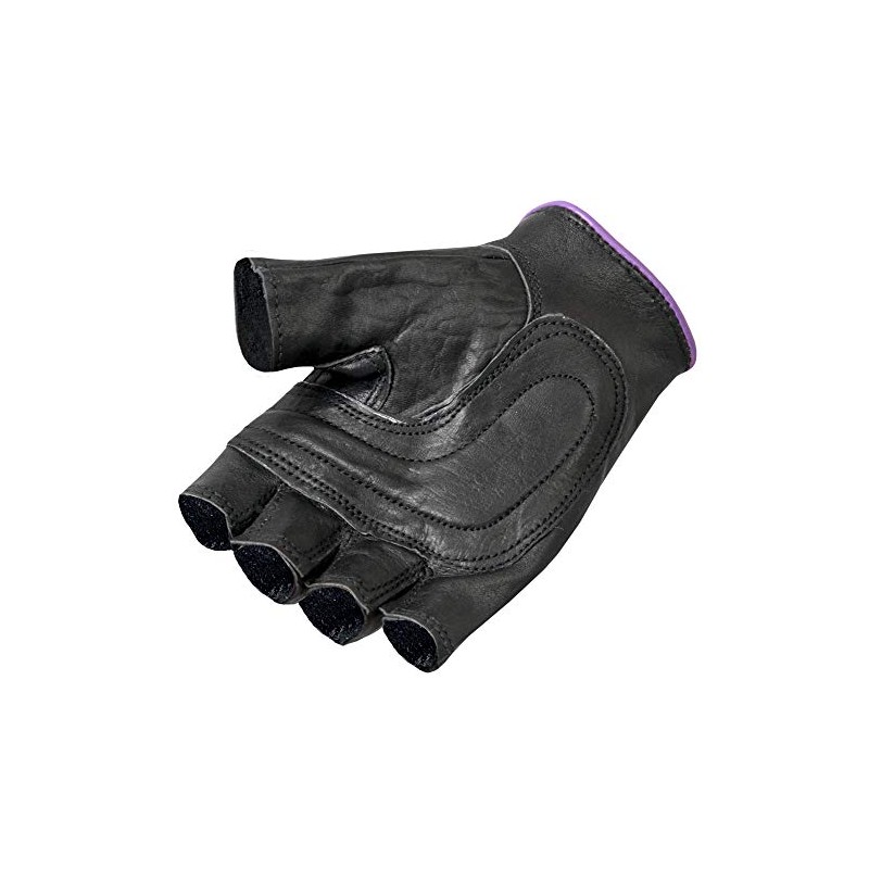 Hot Leathers womens Motorcycle cold weather gloves, Black/Purple, Large