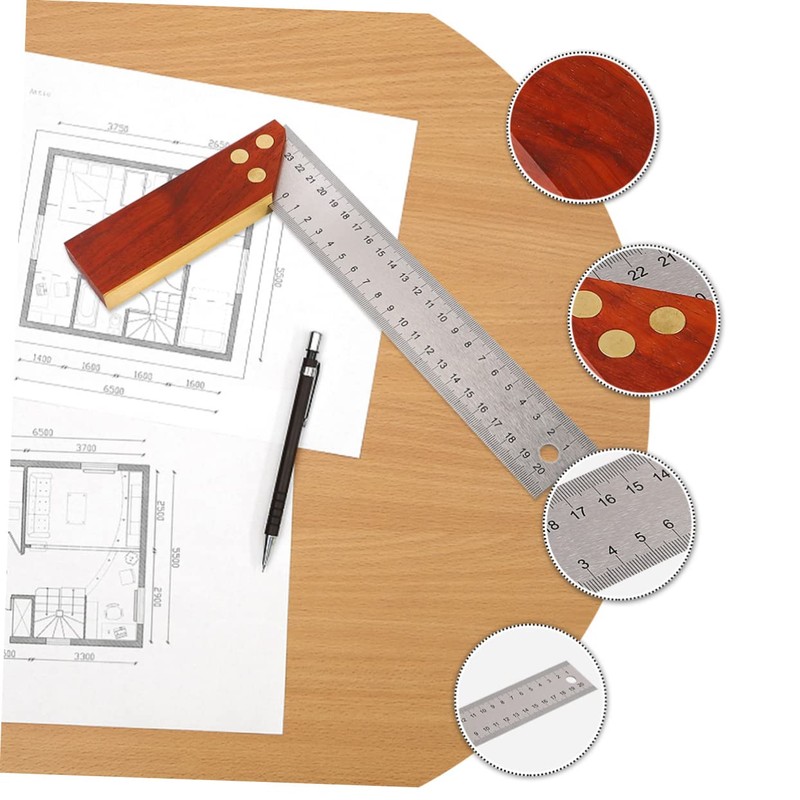 VILLFUL L-shaped Angle Ruler 90 Degrees 250mm Square Ruler Protractor