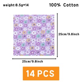 FAIRYGATE Quilting Squares Fabric Material for Sewing Fat Quarters Color Craft Fabrics Patchwork Fat Squares 14 Pack Different Pattern Cloths DIY Scrapbooking Art Crafting C0615
