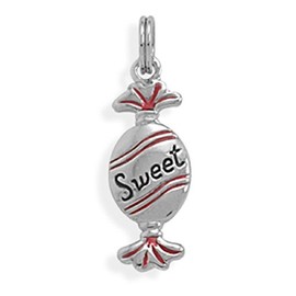 Sterling Silver Womens 30" 1mm Box Chain 3D Individually Wrapped Hard Candy Pendant Necklace