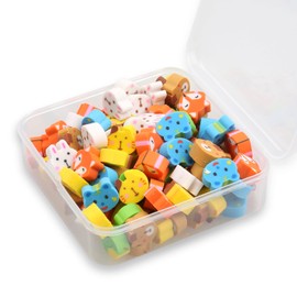 Rumyve 100 Pcs Mini Cube Erasers - Cute Animal and Fruit Shaped Pencil Erasers for Students, Party Gifts, Classroom Rewards (Animals)