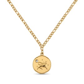 GD GOOD.designs Zodiac Sign Necklace Taurus Gold with Birthstone for Women - 18K Gold-Plated Necklace with Zodiac Pendant, Stainless Steel
