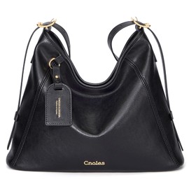 Cnoles Leather Hobo Bag For Women Large Capacity Handbag Ladies Tote Shoulder Satchel Crossbody Bags and Purse (black)