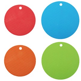4pcs Silicone Jar Opener Gripper Pad, 5.7 Inch 6.8 Inch Jar Gripper Pad Multi-Purpose Round Honeycomb Jar Opener for Weak Hands Seniors Elderly Kids (Red, Blue, Green, Orange)