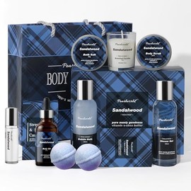 PEARLWORLD- Set de baño con regalos de spa con aroma al mar para hombres, set de cuidado de la piel para cumpleaños de Navidad para hombres, regalo