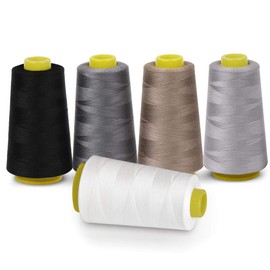 ilauke 100% Polyester Overlocking Sewing Machine Thread for Serger 5 Colors 3000 Yard Cones