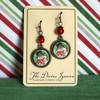Retro Snowman On Green Background Traditional Holiday Earrings