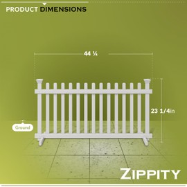 22in H x 44in W (2 Panels) Freestanding Zippity Portable Puppy Fence Kit, Dog Puppy Playpen, Pet Border Outdoor for Yard, Vinyl Picket Outdoor Animal Fences, Pup Play Pen Indoors, ZP19055