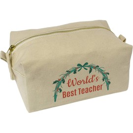 'World's Best Teacher' Canvas Wash Bag/Makeup Case (CS00041356)