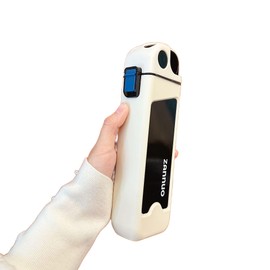 ANMEISH Sports Water Bottle 350ML,Leakproof Square Water Bottle with Straw, BPA Free Plastic Portable Drinks Bottle, Sturdy and Durable Flat Water Bottle for Sports, Fitness, Gym, Cycling (White)