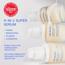 The Outset The Outset Firming Vegan Collagen Prep Serum - Gentle, Fragrance Free Multi-Benefit Serum - Hydrating, Brightening, Plumping and Anti-Aging - Clean, Vegan, Gluten Free - All Skin Types - 1 fl oz