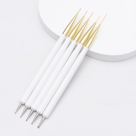 Nail Art Brushes, 5Pcs Nail Art Liner Brushes, Dotting Pen Tools, Painting Art Design Brush Set for Long Lines, Thin Details, Fine Drawing Sizes 7/9/11/15/22mm, White