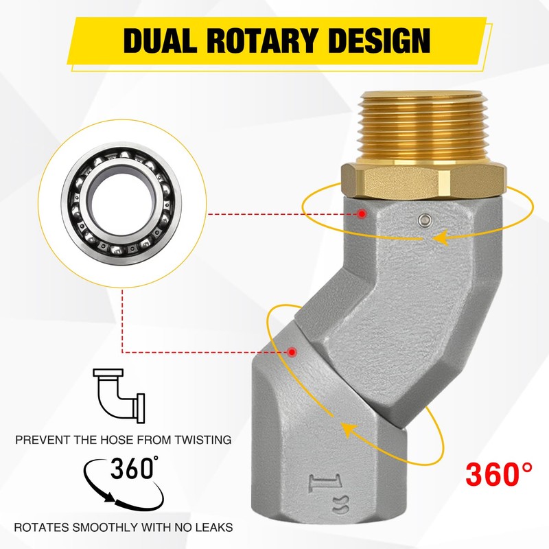 Nilight 1" NPT Fuel Hose Swivel, 360 Rotating Connector for