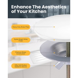 Kitchen Sink Hole Cover, Faucet Hole Cover for Kitchen Sink, Tap Hole Plate Stopper Cover Blanking Brass Metal Plug, Bright White