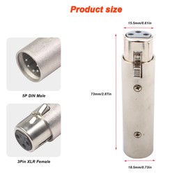VISSQH 2 x XLR 3-Pin Female to 5-Pin Connectors Adapter, Microphone Audio Jack XLR 3-pin Panel Mount Connectors Microphone Cable Connector XLR to 5-Pin Converter for Microphone Speakers etc