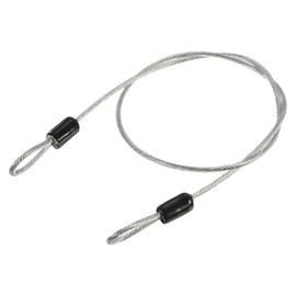 TOP-VIGOR 1Pcs Security Steel Cable, 2.5mm x 0.5m / 1.64ft Coated Safety Wire Rope Double Loop Flexible Security Cable Lock for Outdoor Travel Luggage Bike, Transparent