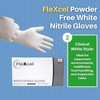 FleXcel Powder Free Nitrile Gloves, White, X-Large - Medical-Grade, Latex-Free,
