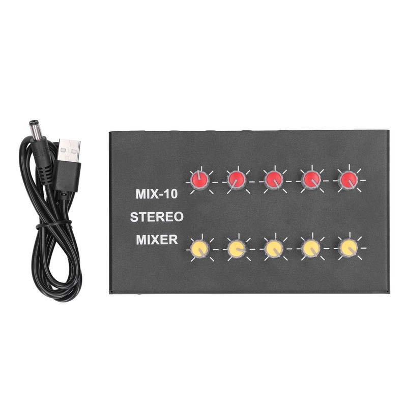 10 Channel Audio Mixer with 3.5mm Jack 10 Input 2