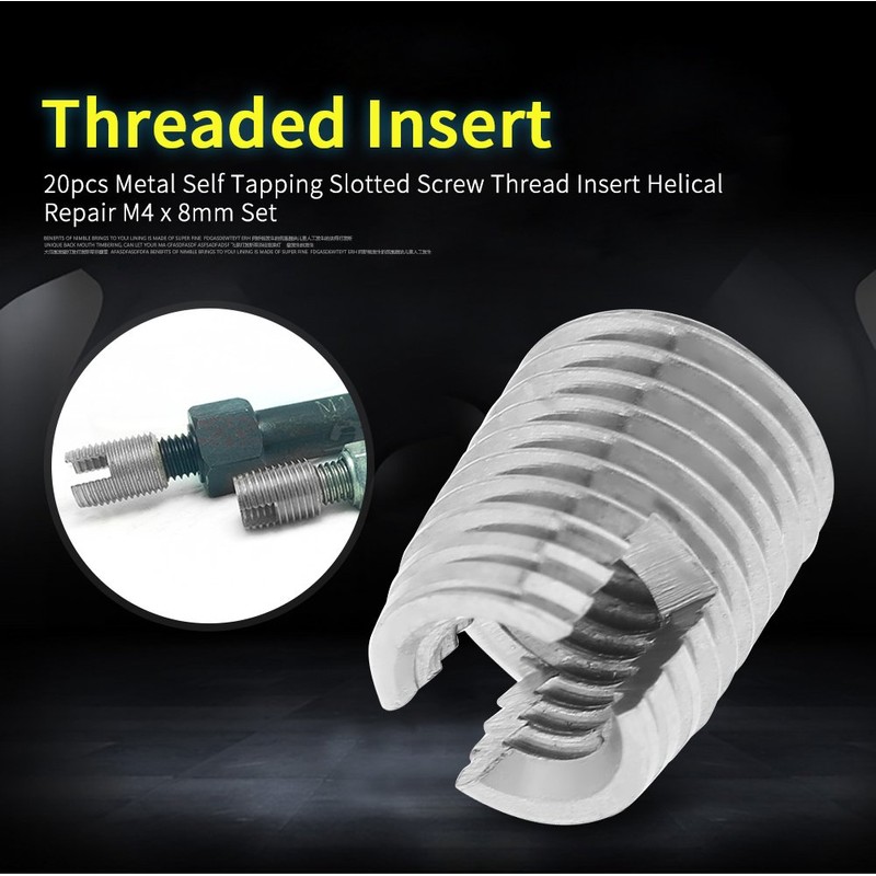Oumefar 20pcs Self Tapping Thread Insert M4 x 8mm Self