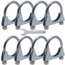 Ganluuree 8-Pack 2.5" Exhaust Clamp U-Bolt Kit Heavy Duty Mild Steel With Zinc Coated Muffer Exhaust Clamp Hanger Fits For 2.5" Car Automotive Outer Diameter (OD) Exhaust Muffler Tip Pipe