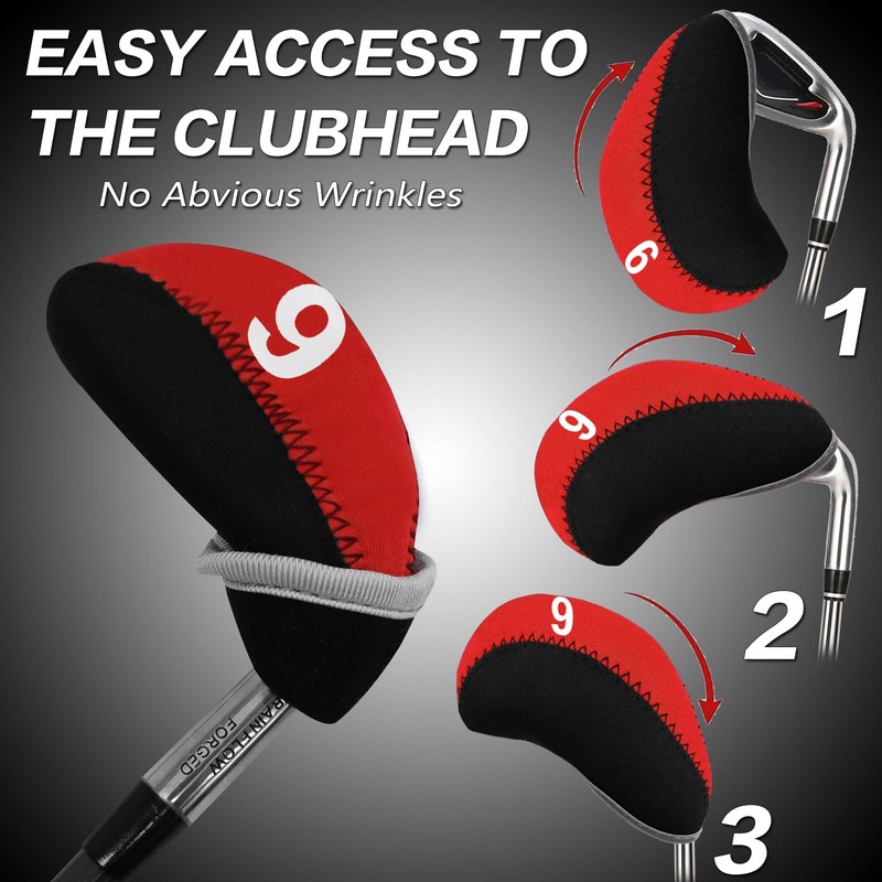 Golf Iron Head Covers with Number Printed Value 10 Pcs/Set,