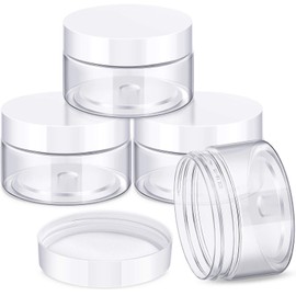 Patelai 4 Pieces Round Wide-mouth Leak Proof Plastic Container Jars with Lids for Travel Storage Makeup Beauty Products Face Creams Oils Salves Ointments DIY Making(1 Ounce,White)