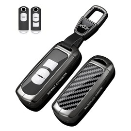 SANRILY - Funda para llave de botón de 2/3/4 compatible con Mazda 3 6 2014-2018 para Mazda 8 Miata MX5 CX3 CX4 CX5 CX7 CX9 sin llave TPU + aleación de zinc con llavero A