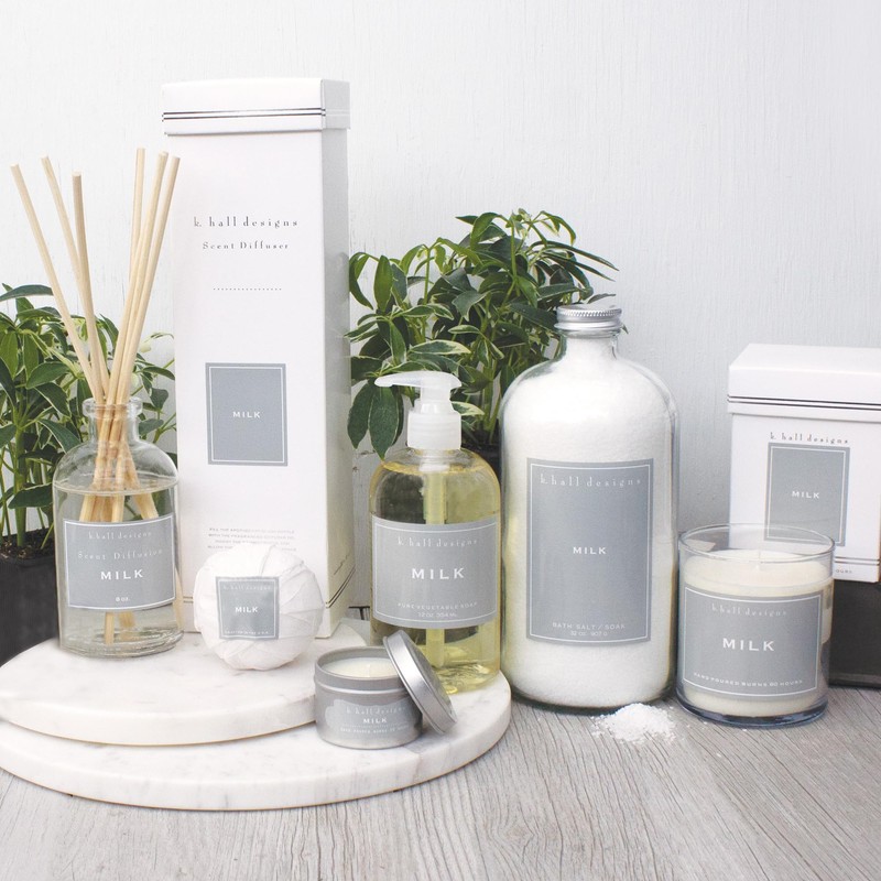 K. Hall Designs Milk Scent Boxed Diffuser Kit, Creamy-Sweet Scent