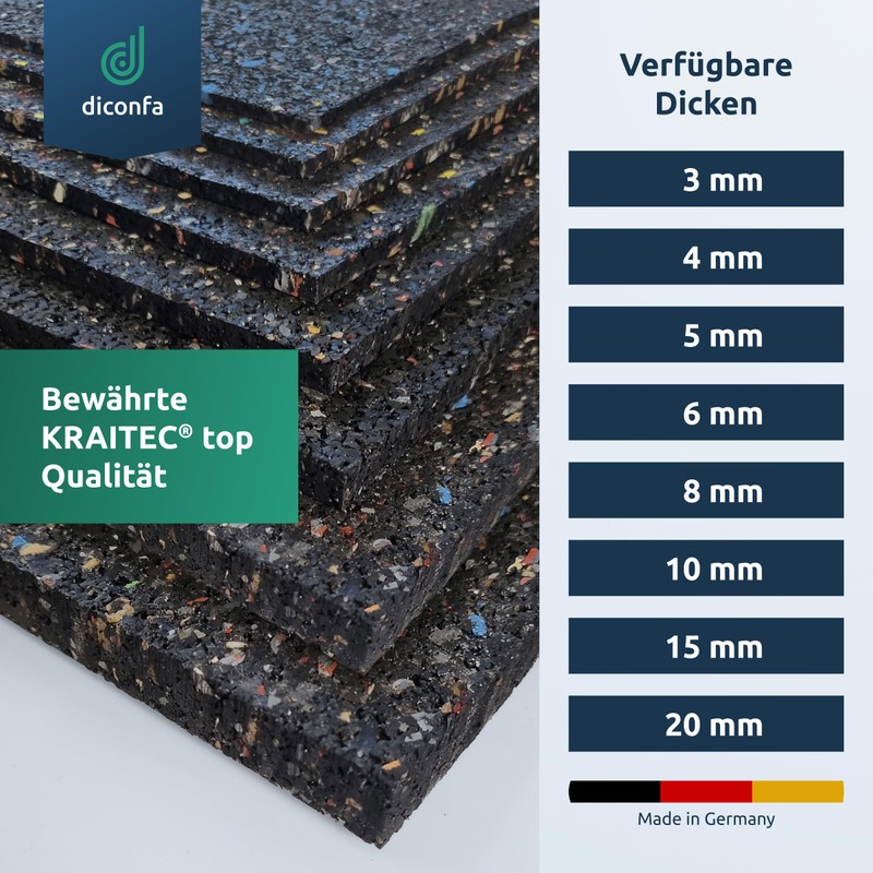 diconfa 4 x Rubber Granulate Patio Pads 200 x 200