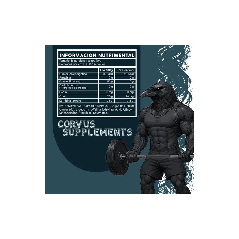 Suplemento Cla + Carnitina Corvus 1kg Polvo Varios Sabores