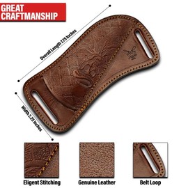 ADAM KNIVES Leather Knife Sheath For Belt, Slanted Pancake Sheath, Tooled Leather Sheath, Beautiful Cow Boy Bull Cutter Knife Leather Cover 100% Real Leather (Skull Sheath)