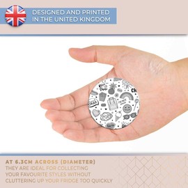 Destination Vinyl ltd Magnet for Refrigerator, Fridge BW - Cute Teenage Girls Art Fun Icons for Office, Cabinet and Whiteboard, Magnetic Stickers, 35908