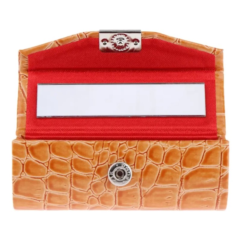 2x Estuche De Lápiz Labial Individual De Negro Y Naranja