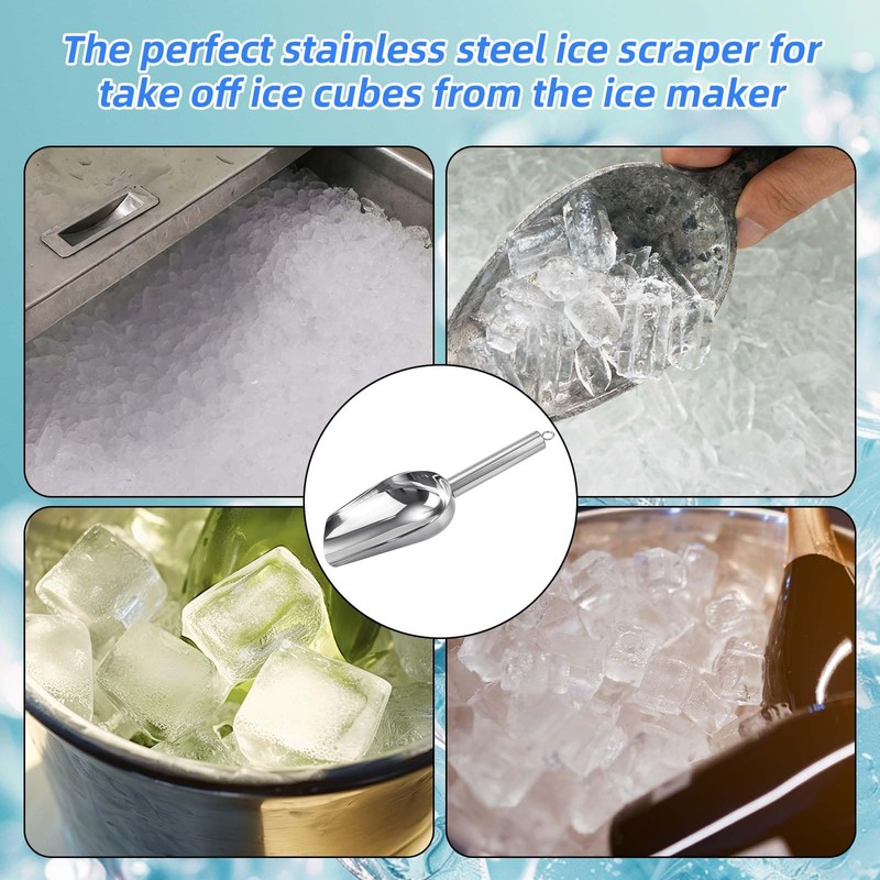 Stainless Steel Ice Scoop for Freezer with Magnetic Holder, Compatible