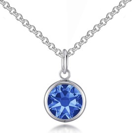 Philip Jones September (Sapphire) Birthstone Necklace Created with Zircondia® Crystals