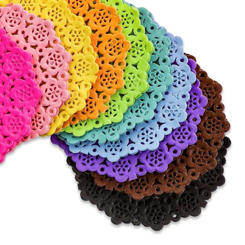 200 Pcs 3 Inch Round Lace Coloured Paper Doilies, Assorted