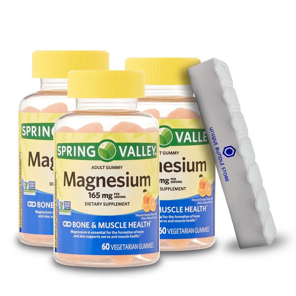 Unique Bundle Store Spring Valley, Magnesium Gummies, Orange Flavor, 165