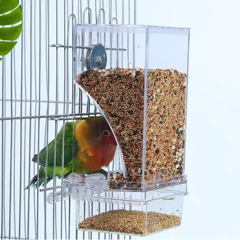 1PC Parrot Feeder Anti-Spill Transparent Bird Food Box Clear Feeding