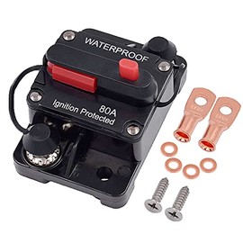 Zesugo Zesugo 80 Amp Circuit Breaker with Manual Reset for Car Audio/RV Solar/Boat Trolling Motor/Truck Inverter/Marine Amplifier, DC 12V- 48V Circuit Protector, Waterproof Surface-Mount Fuses