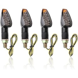 4PCS Motorcycle Turn Signals,14LED Front+Rear Motorcycle Blinkers with Cool Amber Lamp,12V Motorcycle Turn Signal Light Compatible with Yamaha Kawasaki Motorcycle Accessories (Smoked Black Shell)