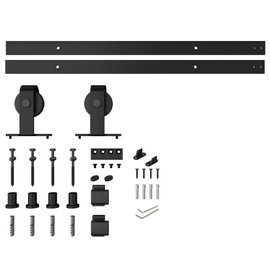 BARNSMITH 5FT Sliding Barn Door Hardware Kit Top Mounted Barn Door Track for Aluminum Glass Barn Door -Simple and Easy to Install,Floor Guide Included, for Wooden Barn Door Glass Barn Door