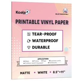 KOALA PAPER Waterproof Paper for Inkjet Printer, 8.5x11 Inch 30 Sheets, Matte White Tear-Resistant Printable Paper, Durable and Quick-Drying