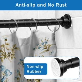 Shower Curtain Rod, 32-84 inch Heavy Duty Spring Tension Shower Rod, No Drill, Non Slip, Never Rust Stainless Steel Adjustable Shower Curtain Rods for Bathroom or Window