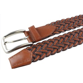 BELTINGER Braided Leather Belt 3.5 cm Braided Leather Belt for Men and Women 35 mm Braided Belt with Silver Clasp, Navy White