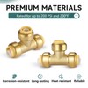 5-Pack Niikappu Pushfit Tee, 1/2"x1/2"x1/2" PEX Brass Push-fit Tee, Push