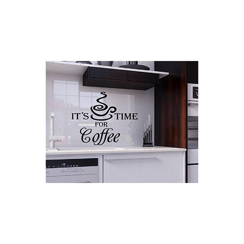 Its Time for Coffee Vinyl Wall Quote Kitchen Wall Sign