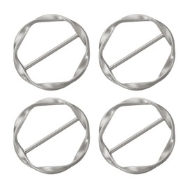 sourcing map 4 Pcs T-shirt Clips, 34mm(1-5/16") Round Metal Silk Scarf Ring Clip, Clothes Knotting Buckle Ring Wrap Holder for Women Scarf, Loose T-shirt, Matte Silver