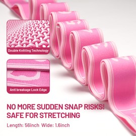 Slim Panda Yoga Stretching Band, Yoga Stretching Strap with 9 Lussen, Stretch Strap, Zeer Elastic Oefenband for Effective Stretch Training (Pink)